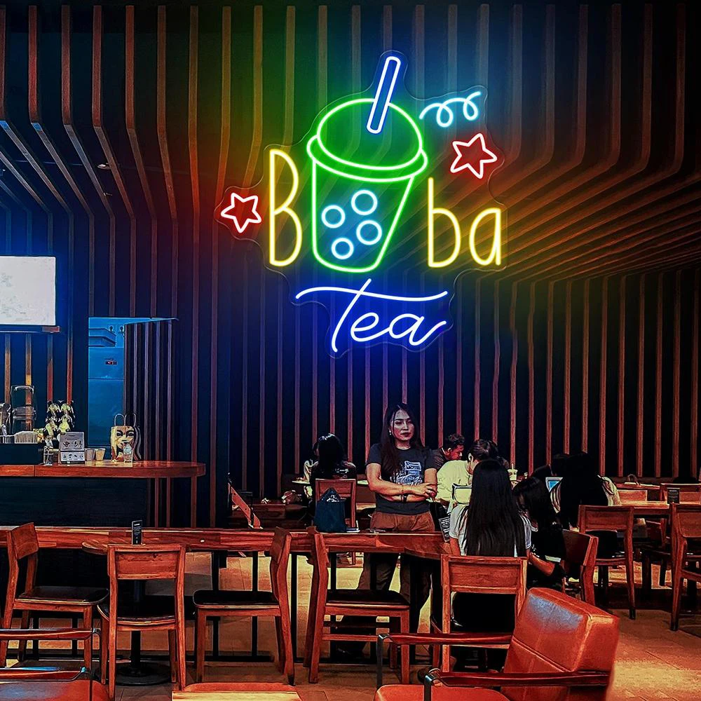 Boba Tea Neon Sign Bubble Tea Shop Wall Hanging Decor Led Neon Lights Custom Drinking Bar Decoration Neon Sign Personalized Gift