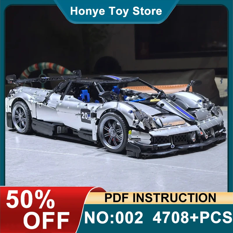 

Металлическая серебряная гусеничная версия Hypercar, техническая MOC 1:8, крутая модель автомобиля, сборка кирпича, игрушки «сделай сам», рождественские подарки для детей