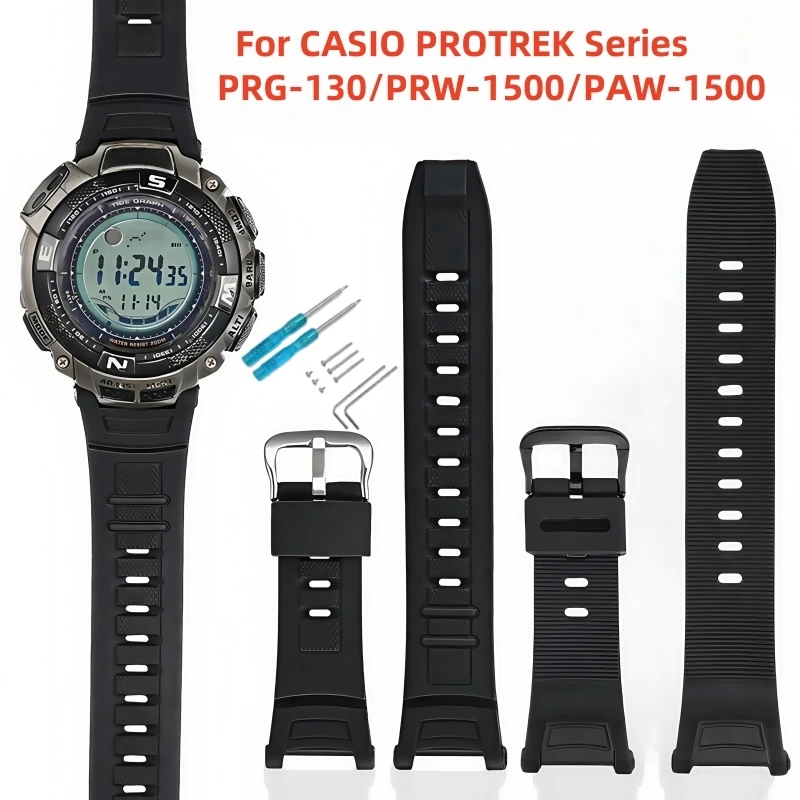 Soft Resin Watch Strap Watch Band For CASIO PRW-1500 PAW-1500 PRG-130 Waterproof and sweat proof TPU Watch Band Men Bracelet
