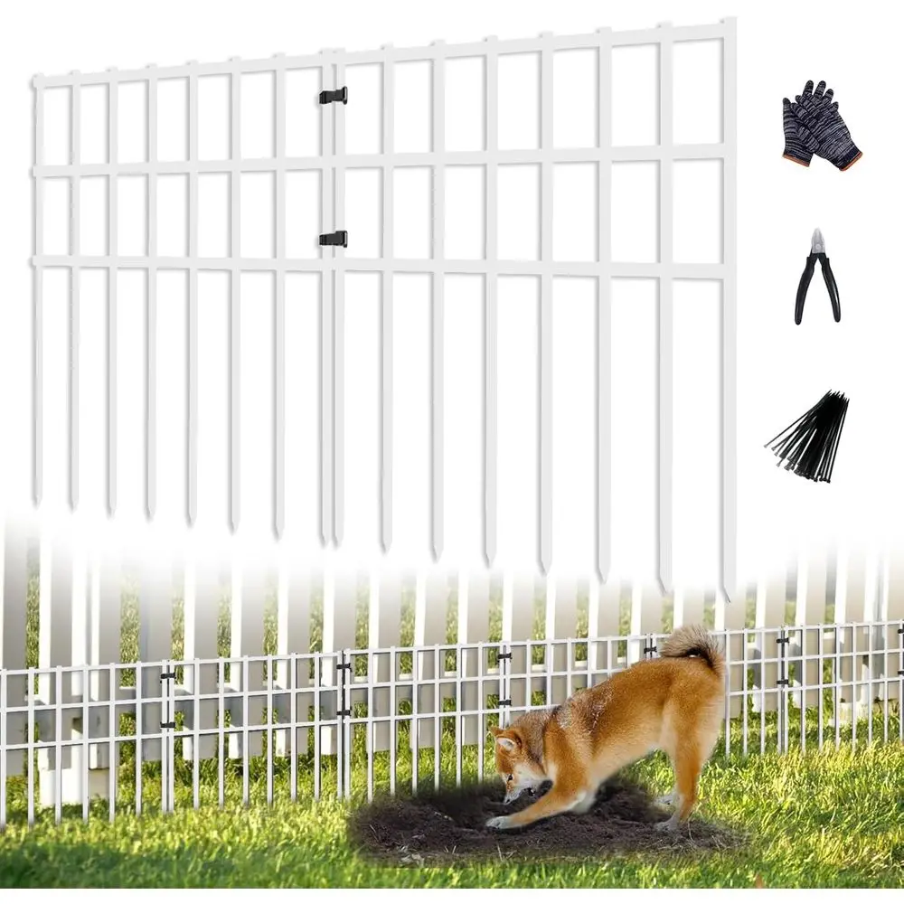 

Pack Garden Animal Barrier Fence, 17in H X 27ft L No Dig Fence, Rustproof Metal Garden Fencing Border, Decorative Fencing Panel