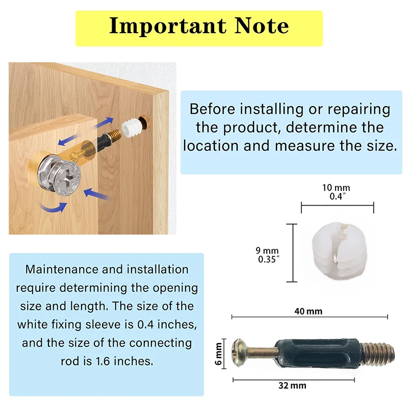 Cam fechaduras porca e parafuso acessórios de conexão 20 pces 3-em-1 excêntrico roda reparação porcas parafuso para móveis gaveta cômoda armário