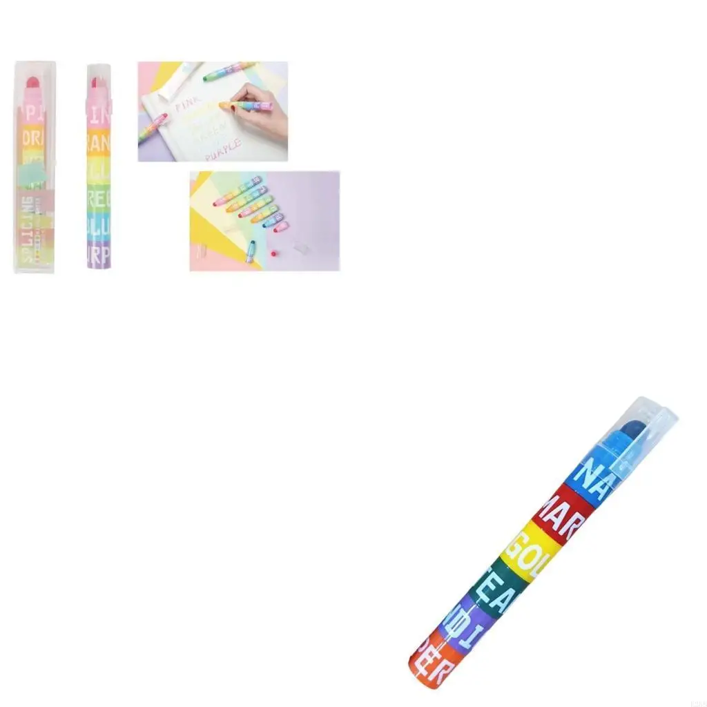 

Stacking 6-Color-in-1 Highlighter Broad Tip Marker for Kid Student Scrapbooking Journal Card Making Color Coding Drawing