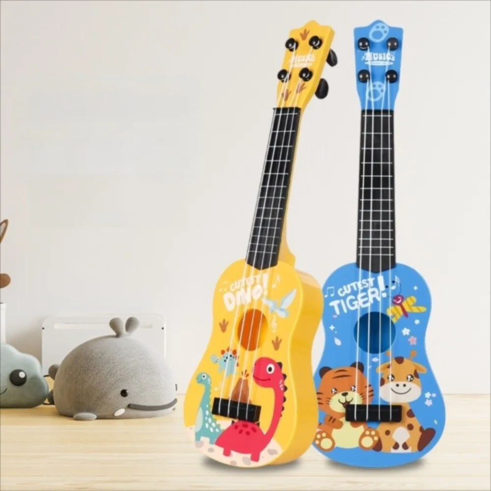 Cartoon Playable Children Ukulele Toy 4 Strings Montessori Music Toy Instruments Toy Playtime Learning