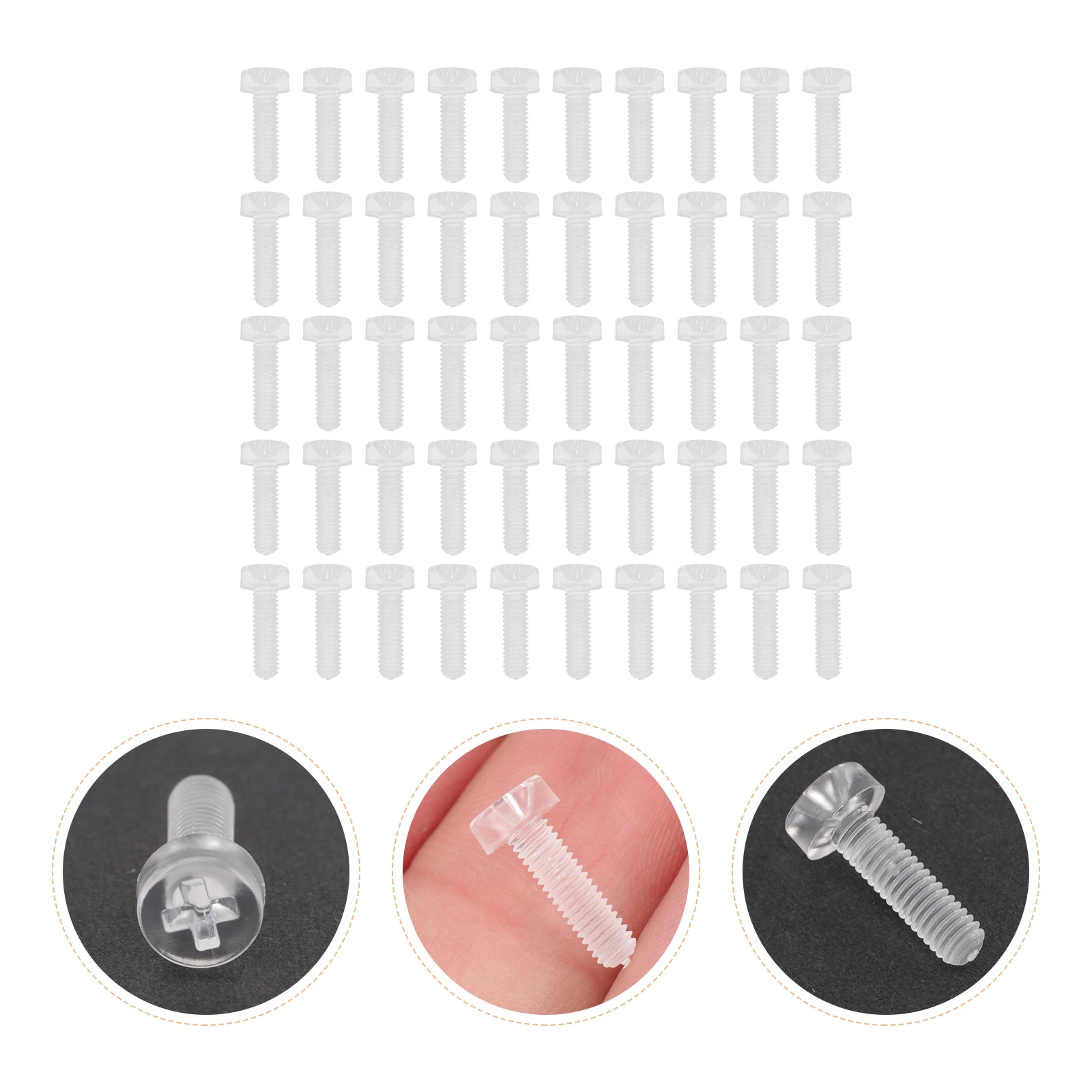 

50 Pcs Plastic Screws Round Miniature Clear Transparent Cross Cabinet Head Cupboard