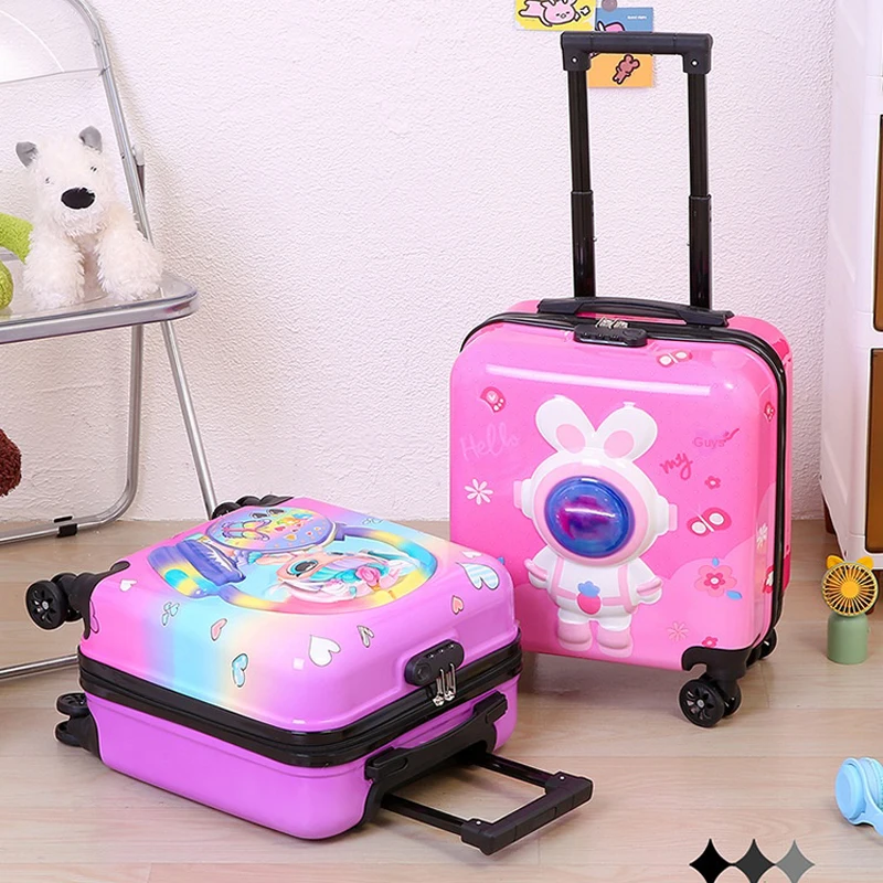 Hot Selling Children\'s Luggage Trolley Bags Girls Cartoon Luggage Boys Suitcase Universal Wheel Small 18\'\' Password Boarding Bag