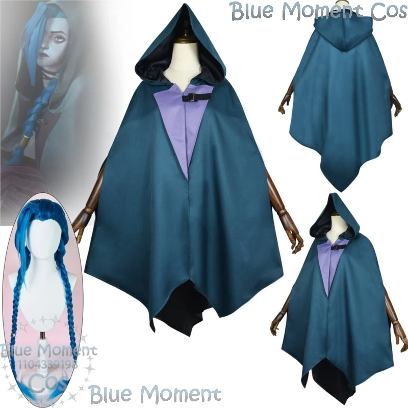 

Jinx Arcane Аниме Игра League Of Legends Косплей Костюм Накидка Часы Женская Униформа Девушки Синий Парик Хэллоуин Вечеринка Игра Индивидуальные