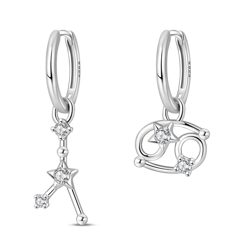 

Classic 925 Sterling Silver Cancer Hoop Earrings Women Sparkling Zircon Earrings Fine Birthday Jewelry Gifts