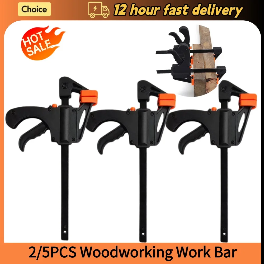 

2/5PCS Woodworking Work Bar 4 Inch Clamp Clip Set Hard Quick Ratchet Release Clip DIY Carpentry Hand Tool Woodworking Clamp