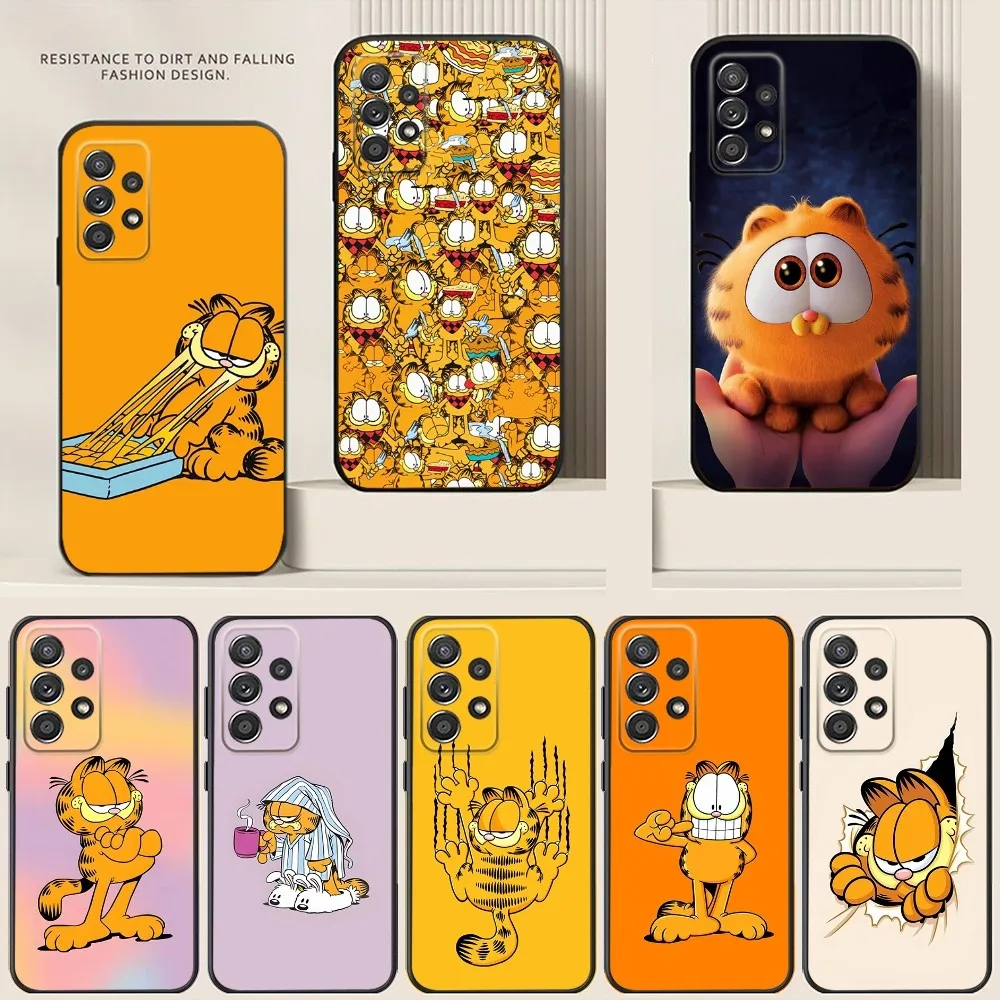 Cat G-Garfield Phone Case For Samsung S24,S21,S22,S23,S30,Ultra,S20,Plus,Note,10,9,5G Black soft silicone case