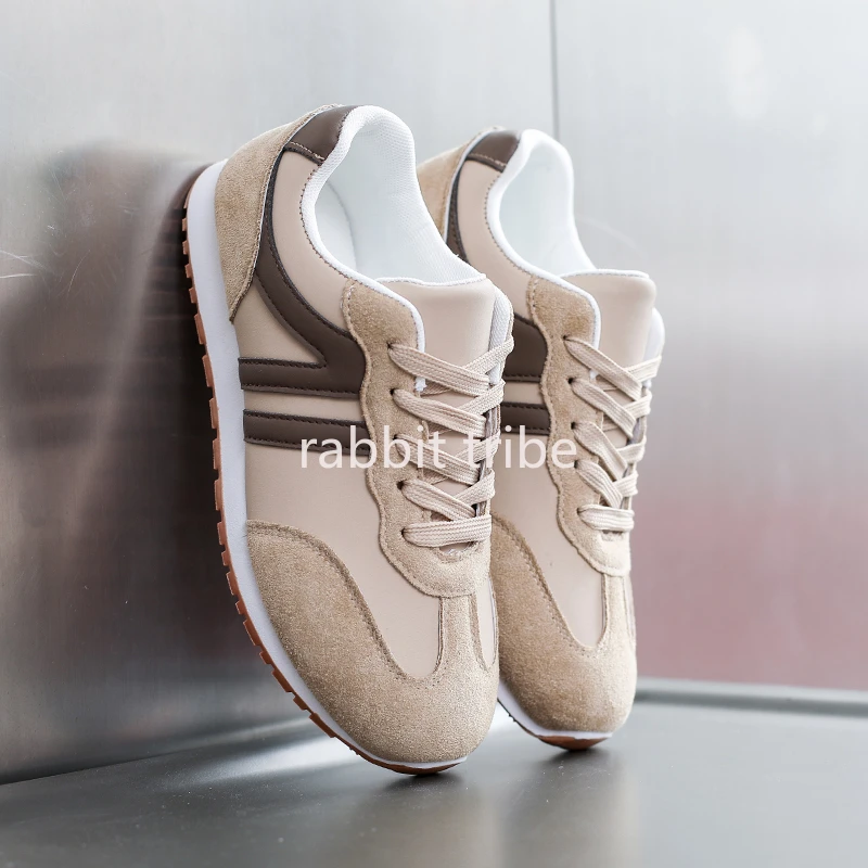 

2026 new luxury matte women's vulcanized shoes breathable flat bottom women's shoes color blocked lace up women's casual shoes