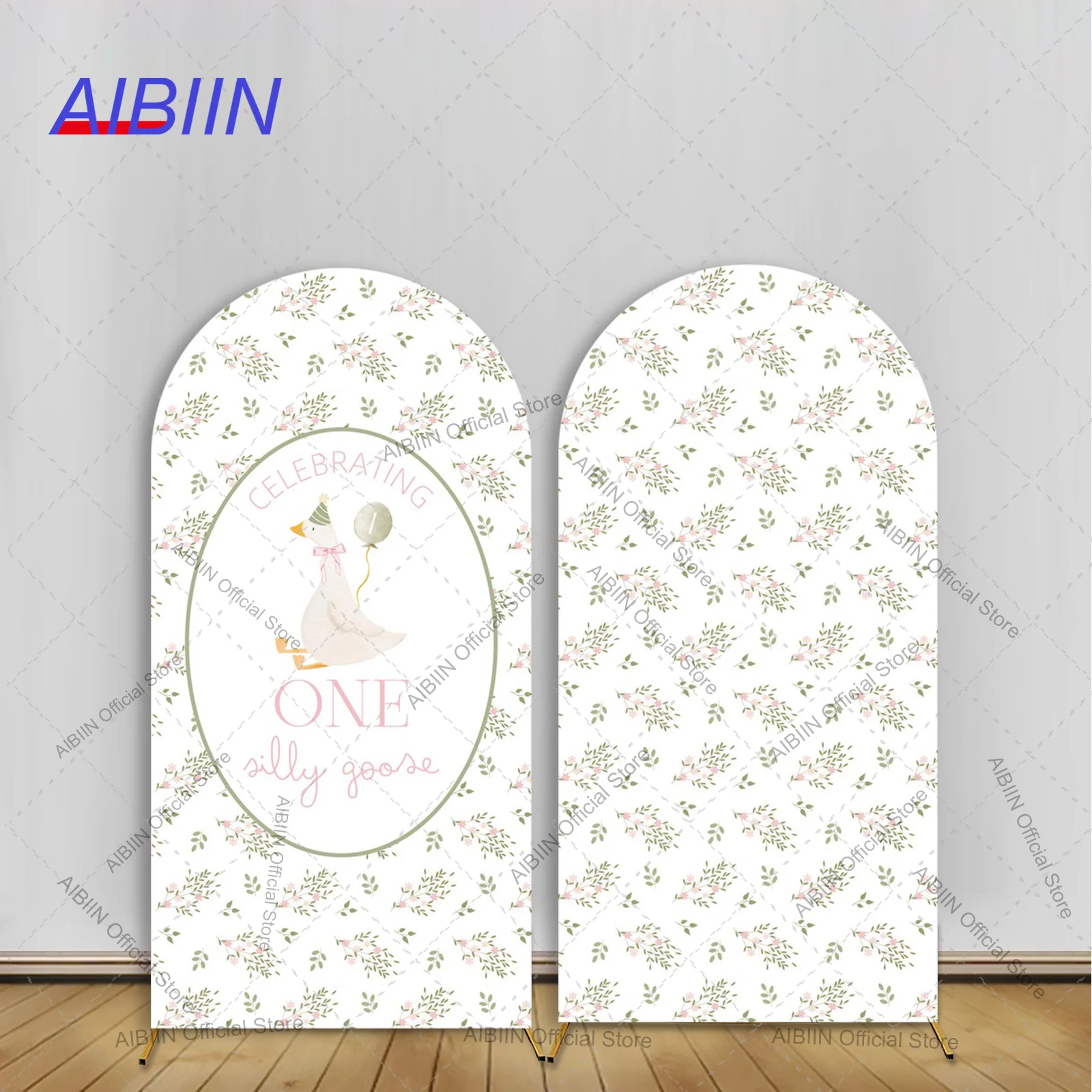 Spring Floral One Silly Goose Arch Backdrop Cover Wild Floral Girl Baby First Year Old Cake Party Decor Portrait Photozone