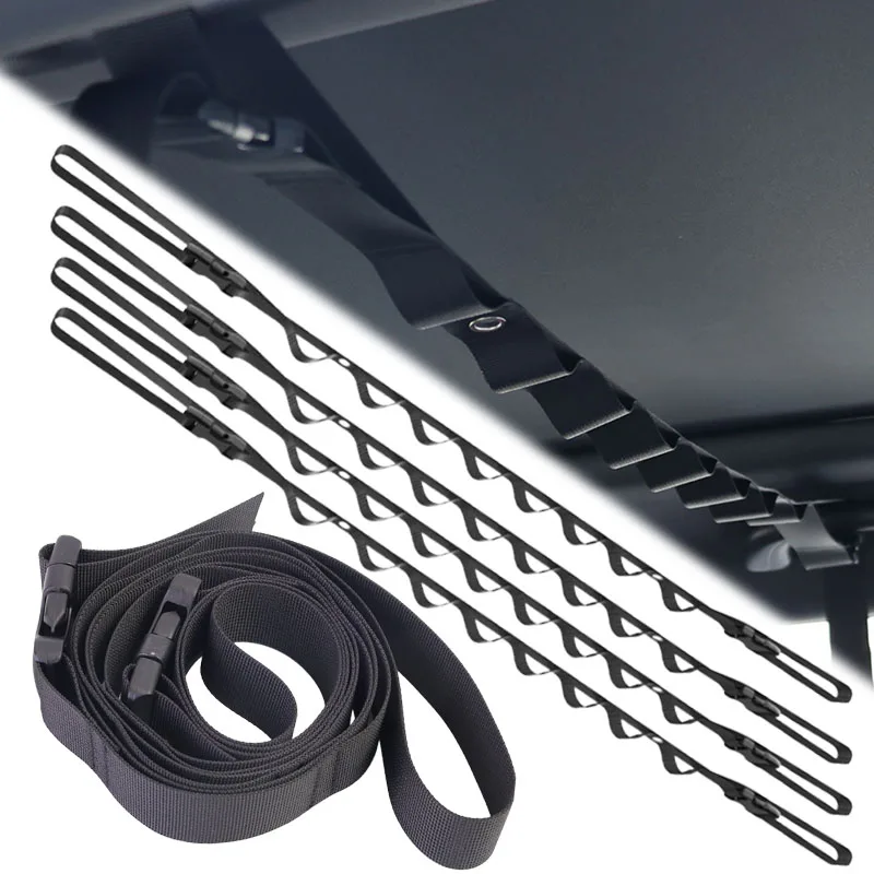 

Adjustable Double-layer Car Clothes Hanger Bar Nylon Braided Car Hanging Strap Auto Travel Clothesline Flexible Storage Strap