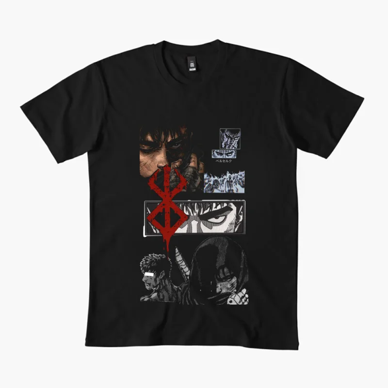 

0325 Guts Berserk Japanese Anime Gift t shirt 100% cotton print clothing Swordsman Manga Graphic Tee Y2K clothes Large size Tops