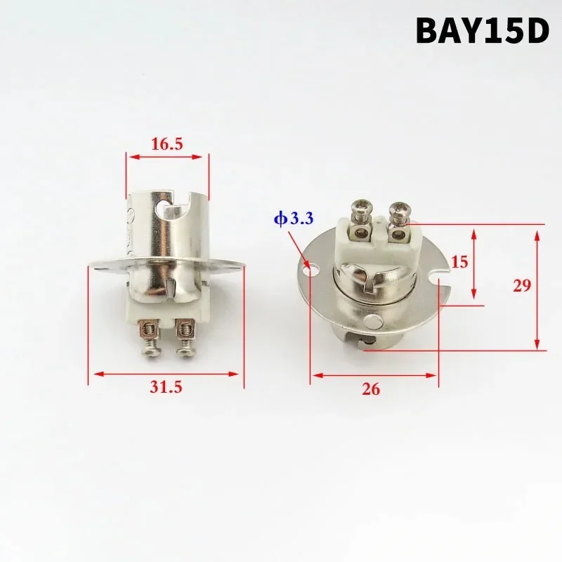 1Pc Universal BAY15D BA15D Bulb Socket Holder, 1156 1157 Lamp Base, Auto Turn Signal Brake Light Mount, Marine DIY Light Base