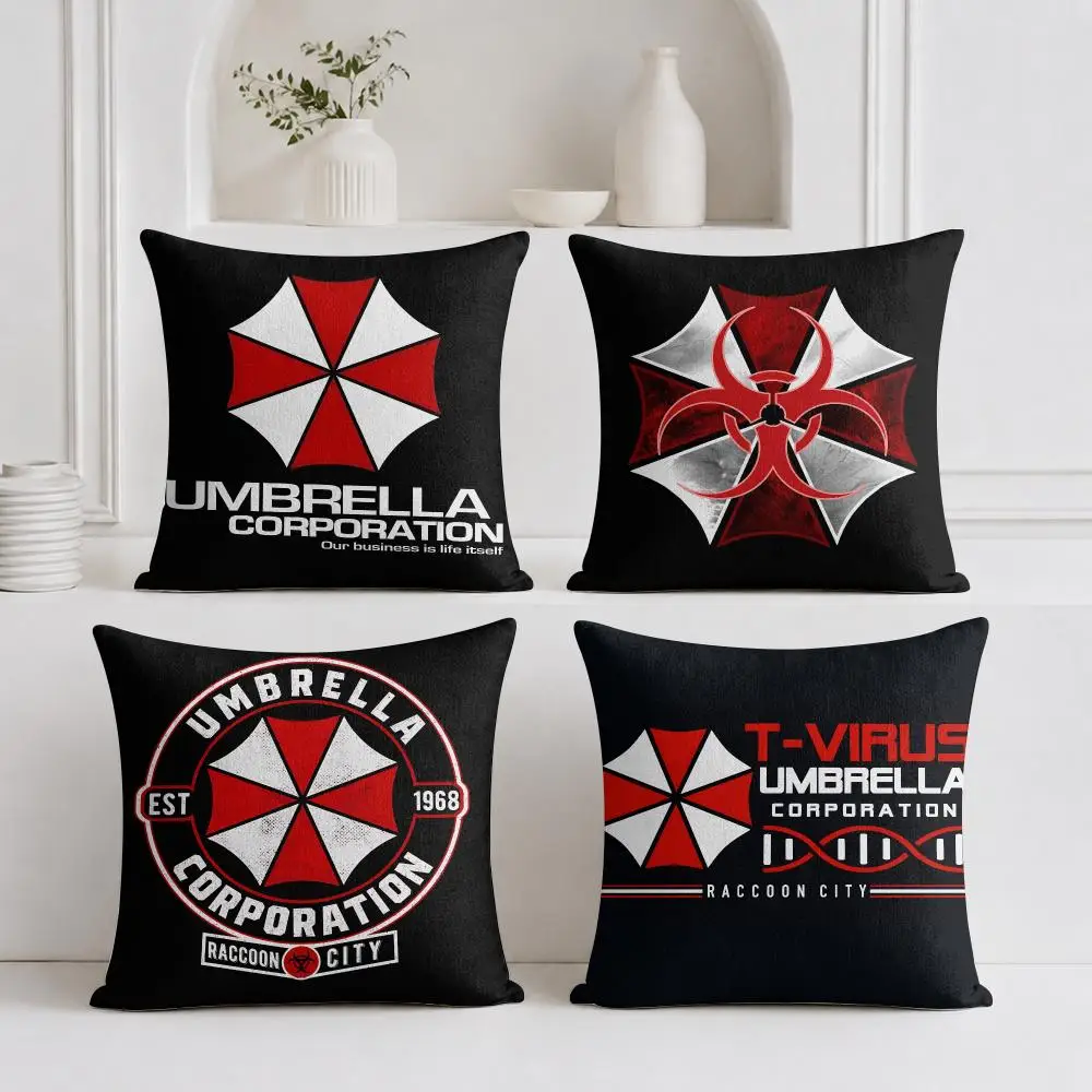 R-Resident Evil Umbrella Cushion Cover Linen Double-Sided Decorative Sofa Couch Bedroom Living Room Home Decor Pillow Case