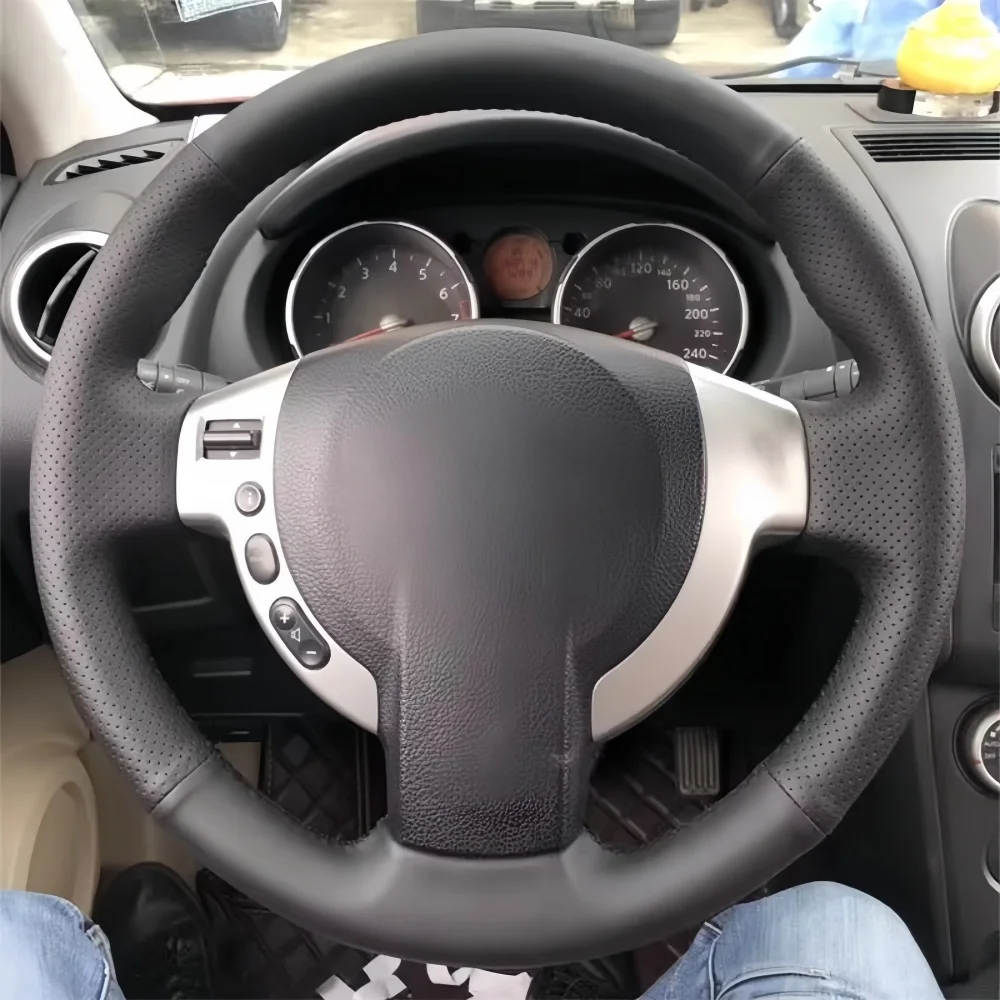 

Car Interior Hand Stitched Non-slip Microfiber Leather J10 X-TRAIL NV200 2008-2012 Steering wheel Cover For Nissan Qashqai