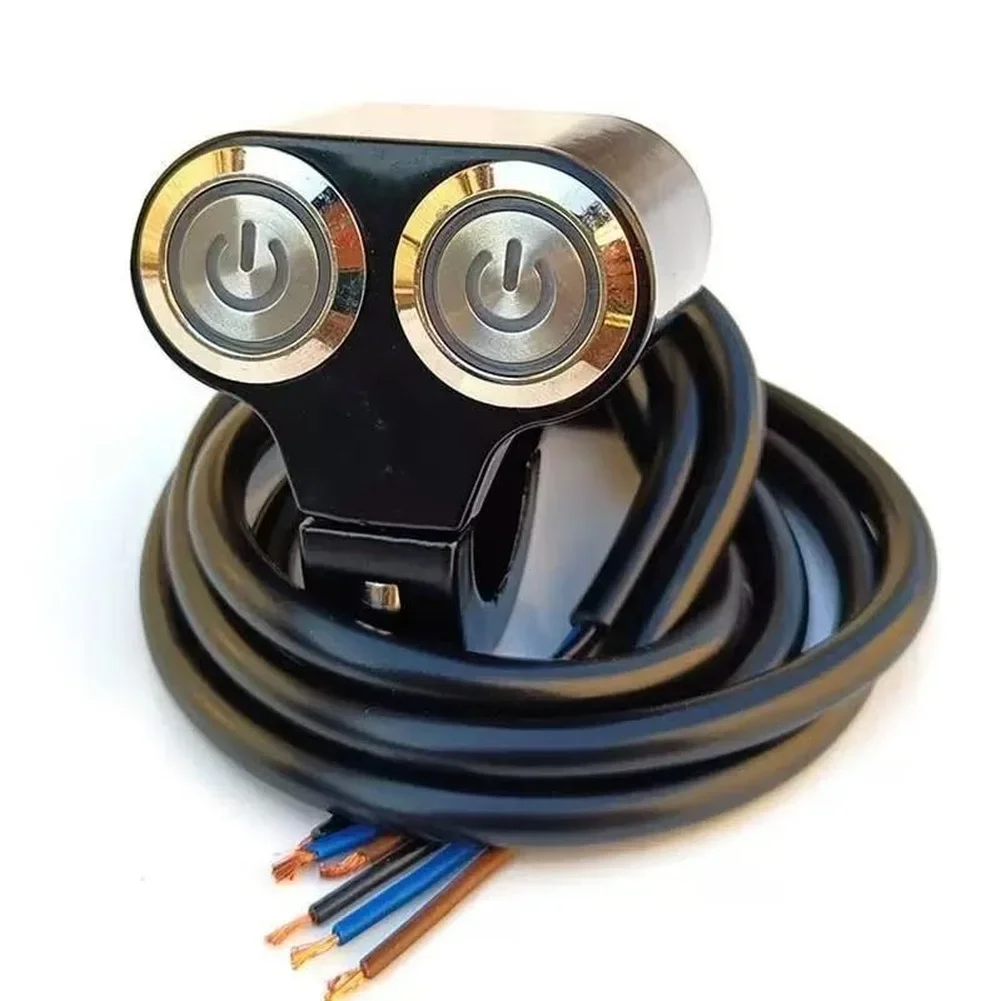 1pc Motorcycle Handlebar Switch 3 Button With LED Light Self-locking Self-reset For ATV Dirt Bike Aluminum Electric Vehicle