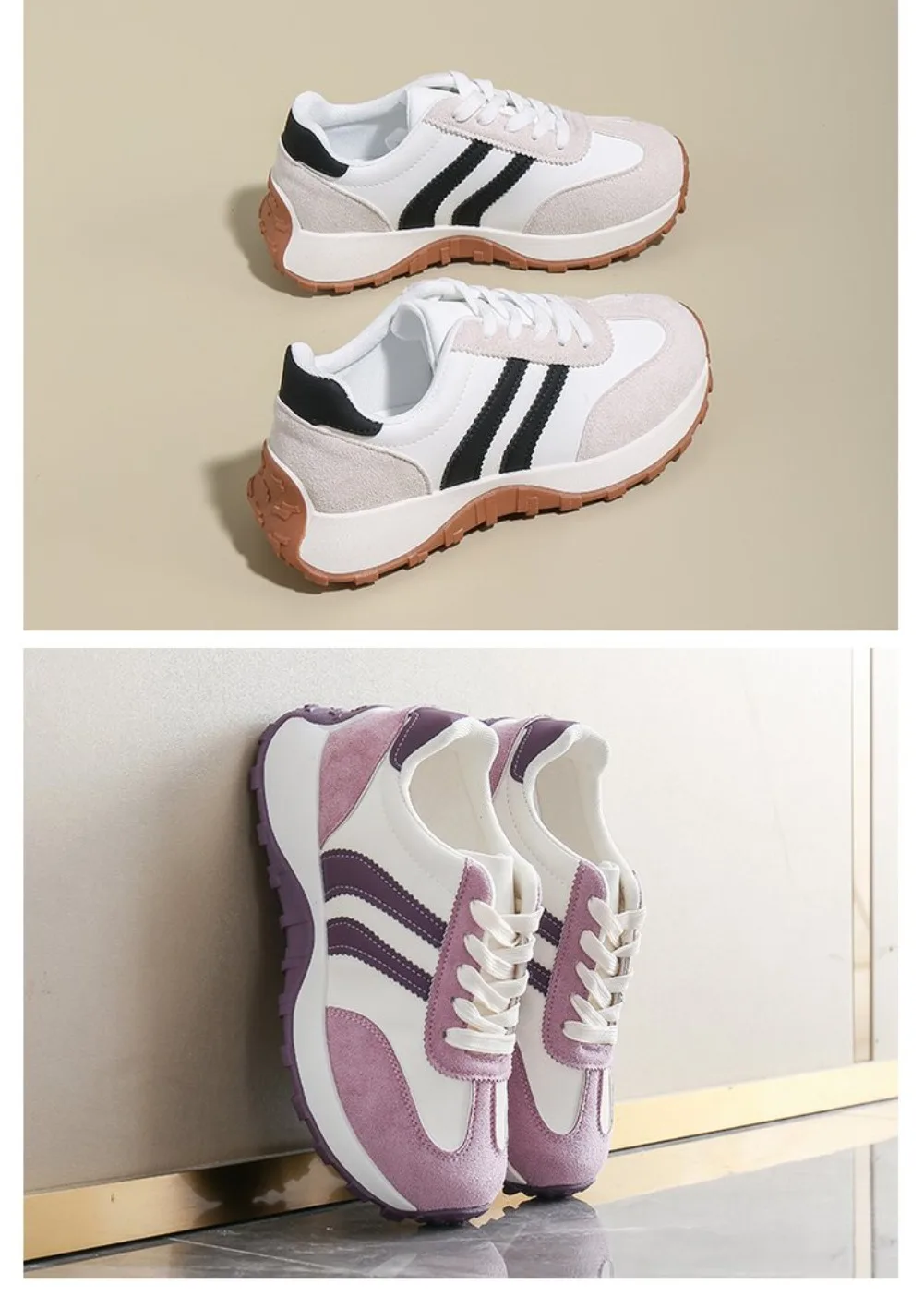 Mehrfarbige Damen Retro Wildleder Schnür-Sneaker, Leichte Atmungsaktive Low-Top Laufschuhe, Rutschfeste Komfort-Freizeitschuhe – Detail 16