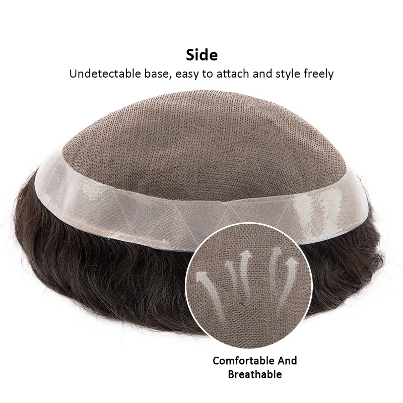 Men's Capillary Prothesis Mono NPU Toupee Human Hair Wig System for Men Water Wave Curl Natural Indian Human Hair Replacement