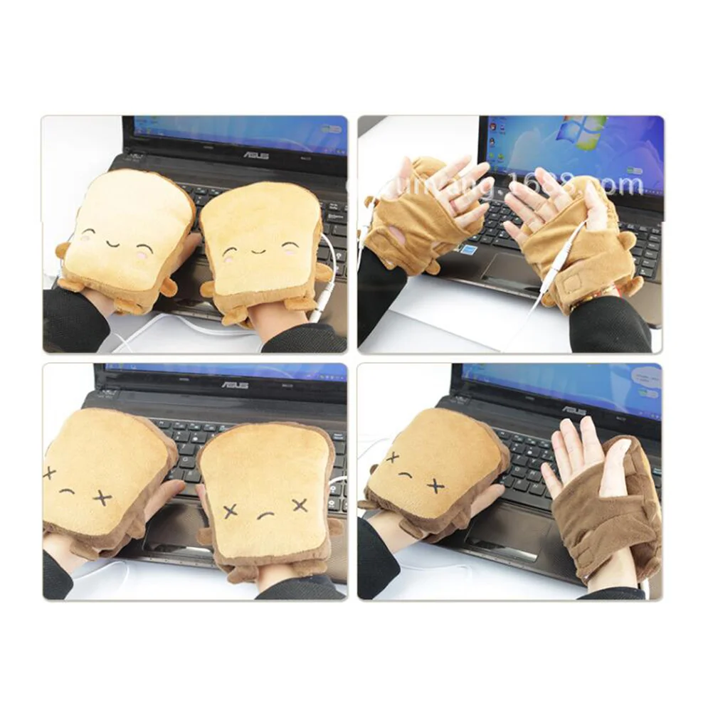 to Weave Keep Warm Hand Warmers Electric Cartoon Gloves Knitting Hands Bread Heated