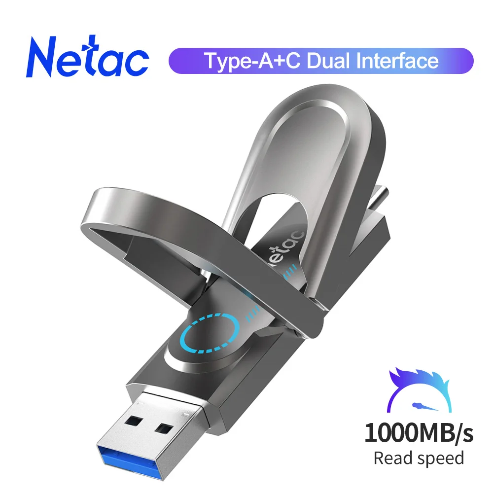 

Флеш-накопитель Netac USB 3.2 Gen 2 высокой емкости 256 ГБ, 512 ГБ, 1 ТБ, 1000 МБ/с, US9, Type-C и Type-A, внешняя память для iPhone и ПК