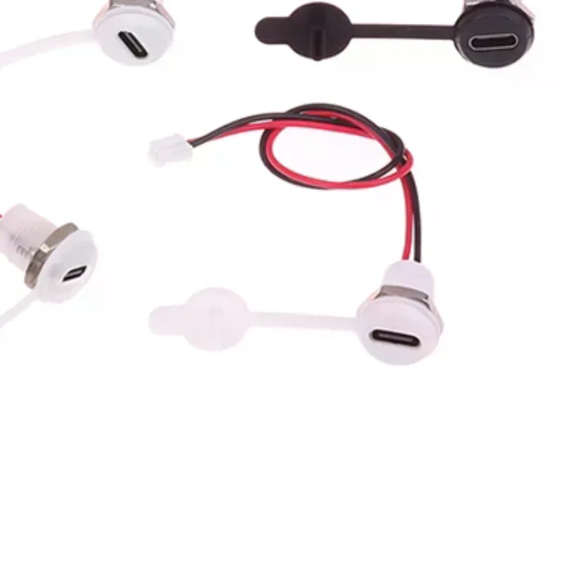 USB-C High Current Charging Socket Female With M11 Nut Snap Lock Plate Type C Waterproof Female Connector Jack C Socket