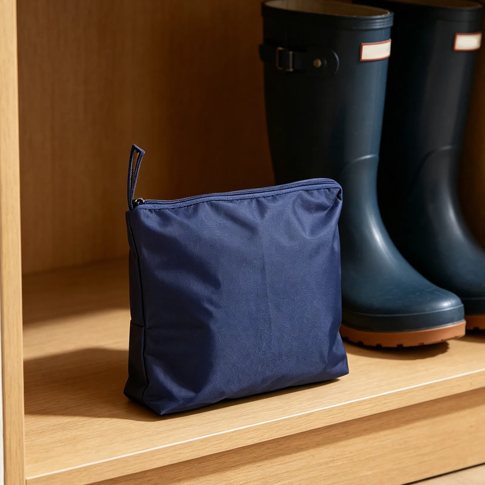 Water Resistant Oxford Raincoat Storage Bag Blue 13.4x11.4 Waterproof Zipper Organizer Travel Beach Swimming Wet Clothes Pouch