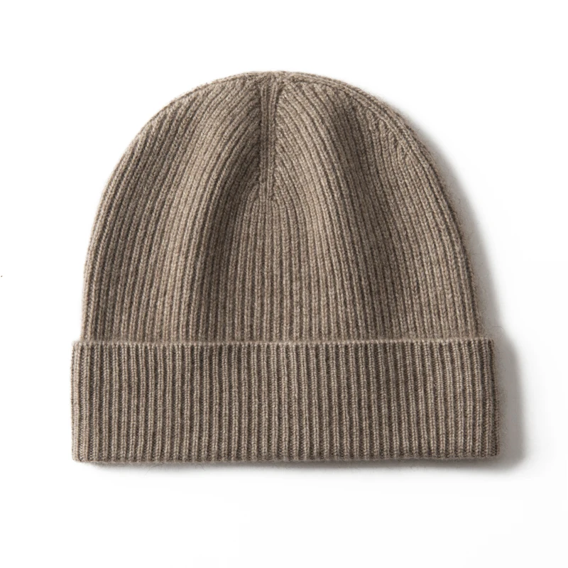MERRILAMB Cappello in cashmere naturale per uomo Inverno Morbido caldo Outdoor Casual Berretto lavorato a maglia Cappello Autunno Berretti a costine in tinta unita