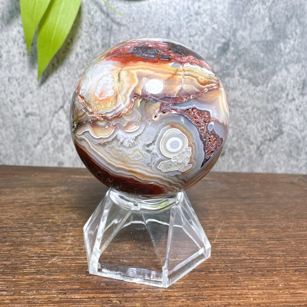 Pink Mexican Agate Sphere Ball Natural Quartz Stone Mineral for Meditation Spiritual Energy Therapy Home Decor Unique Aura