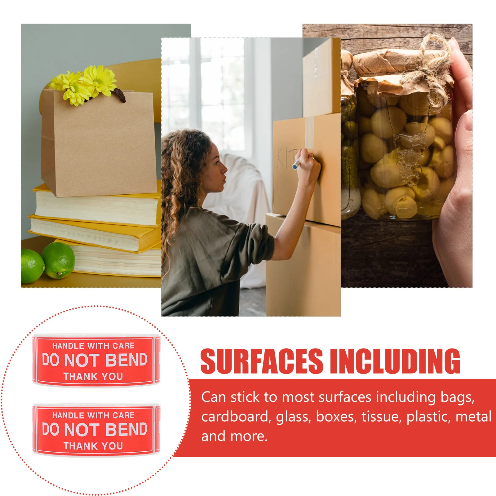 

2 Rolls Do Not Bend Caution Adhesive Stickers Portable Shipping Packing Warning Label Sticker Shipping Care Sticker