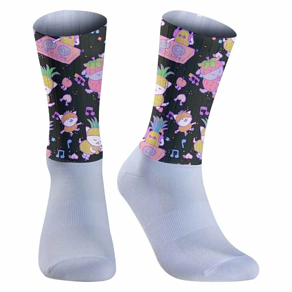 

Мужские креативные спортивные носки для велоспорта с фруктовым узором, впитывающие пот и прочные, унисекс, подходят для занятий спортом на открытом воздухе