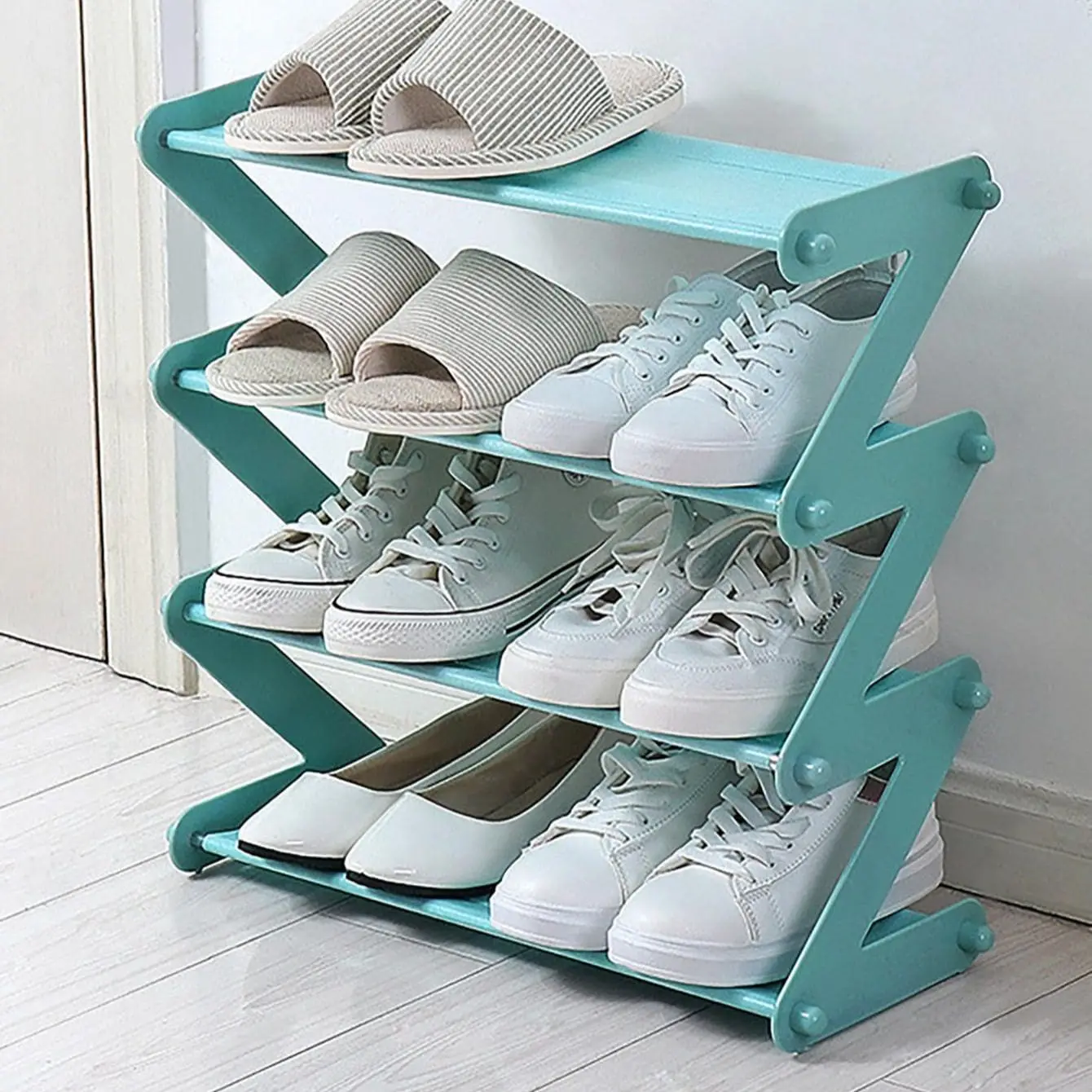 1 set - Household Simple Multi-layer Space-saving X-shaped Shoe Rack Multi-functional Assembly Shoe Cabinet Dust-proof Storage R