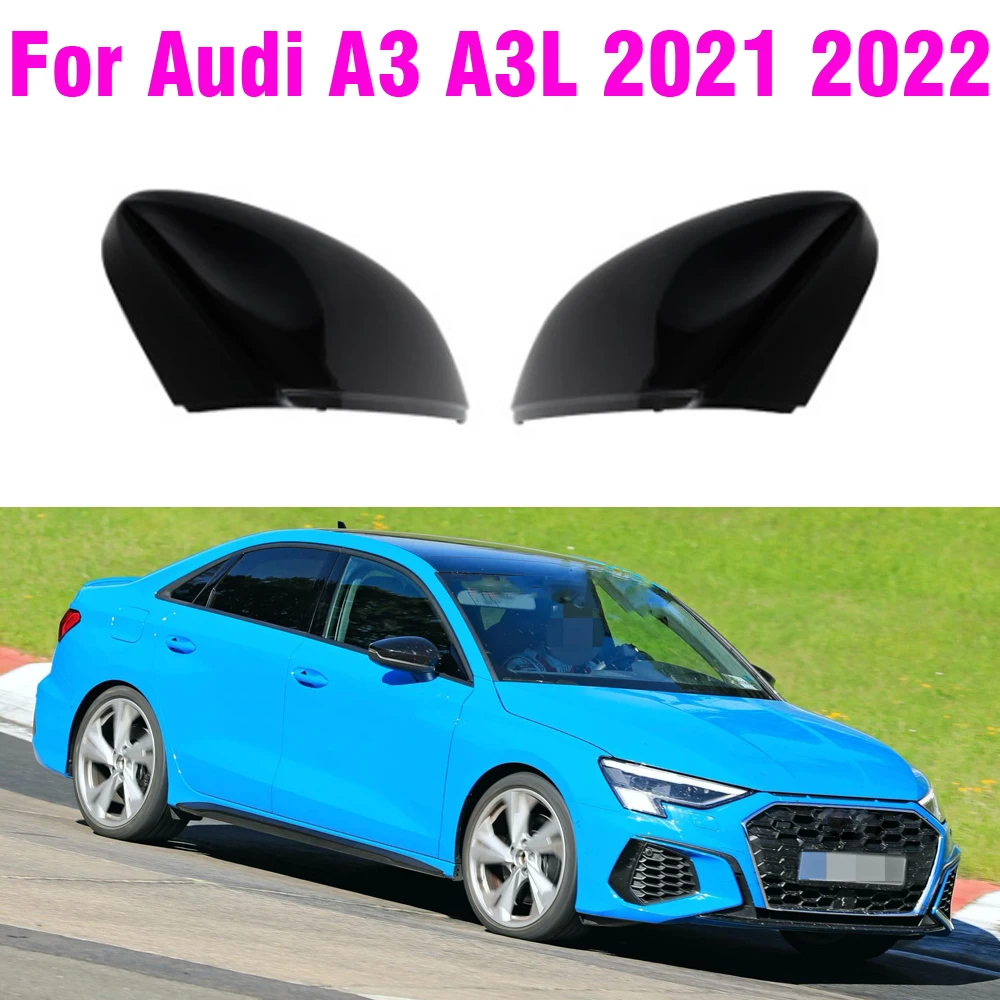 

For Applicable To 2021 2022 Audi A3 A3L Special Car Rearview Mirror Cover Modification Bright Black Mirror Shell