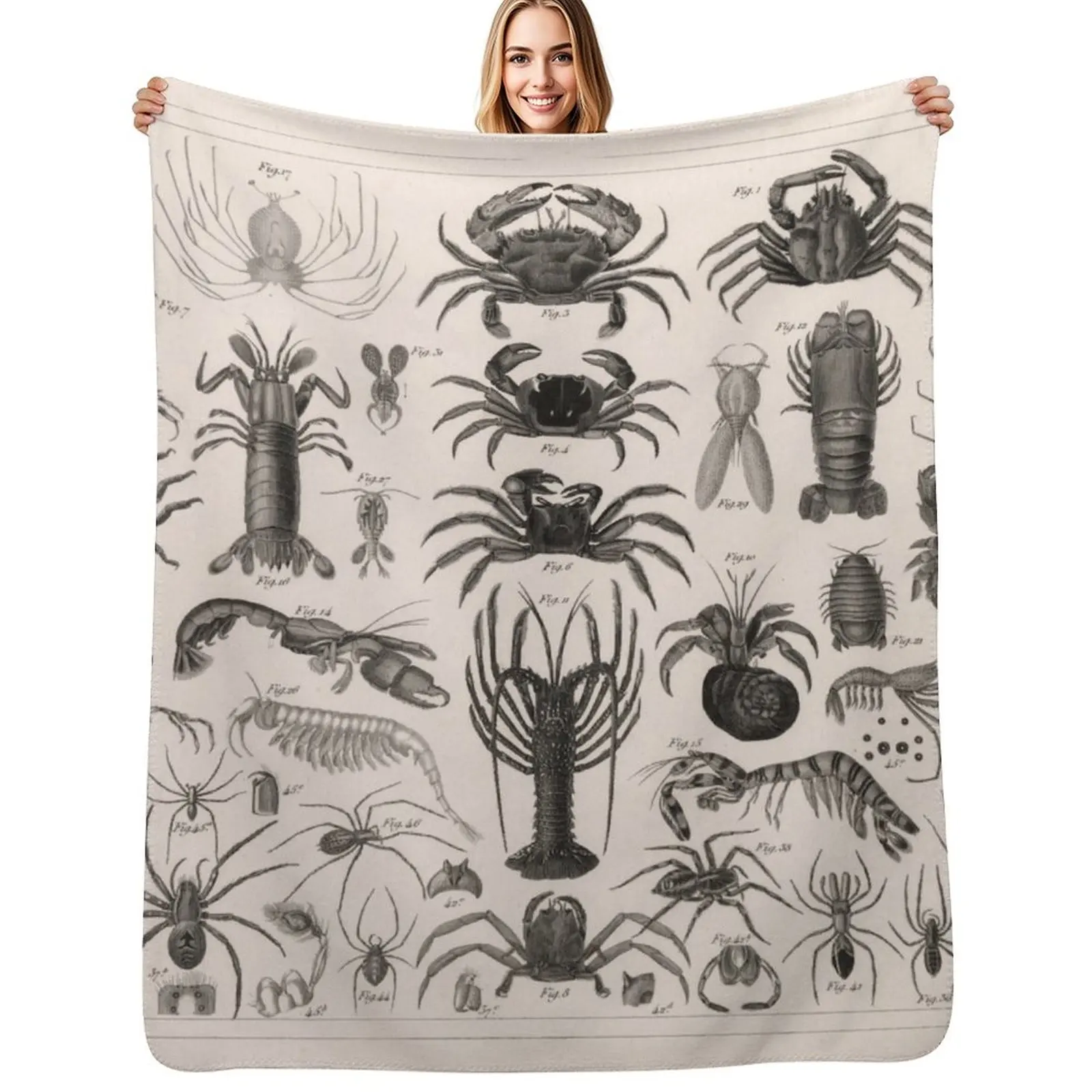 

1857 Diagram Zoology: Animals including Crustaceans. Throw Blanket Baby Soft Plush Plaid Thins cosplay anime Blanket