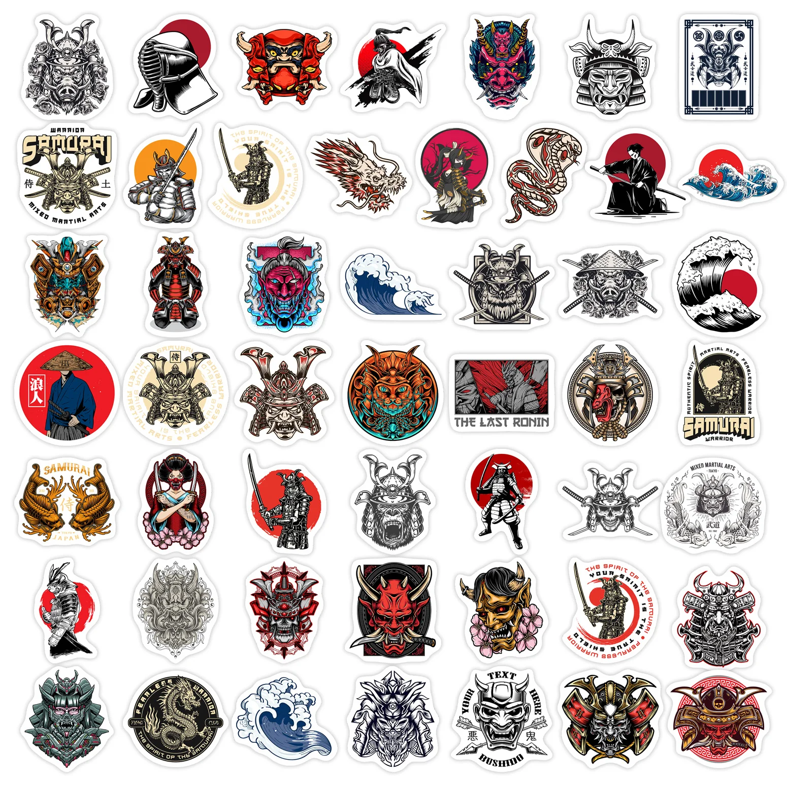 Japanese Samurai Stickers Bushido Demon Evil Mask Cool Gift DIY Waterproof Decal for Motorcycle Helmet Board Guitar Laptop Phone