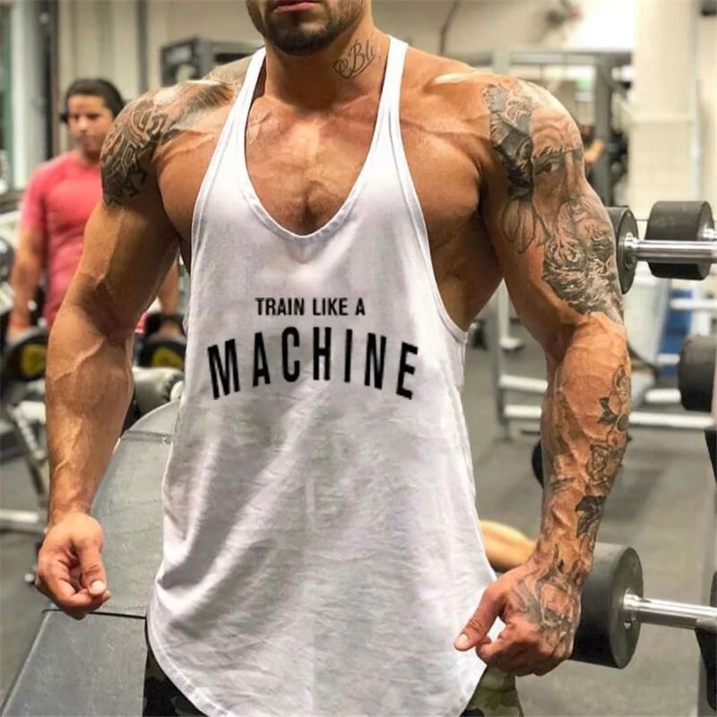 Gym Stringer Y-back Tank Tops Mens Casual Bodybuilding Cotton Sleeveless Shirts Summer Fitness Singlets Workout Muscle Clothing