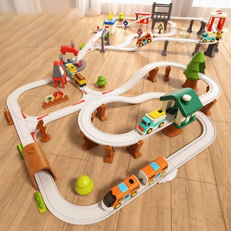 Pista elettrica Piccolo treno Città Tema Assemblaggio Intercambiamento circolare Auto ferroviaria Interazione genitore-figlio Auto ferroviaria per bambini Giocattolo