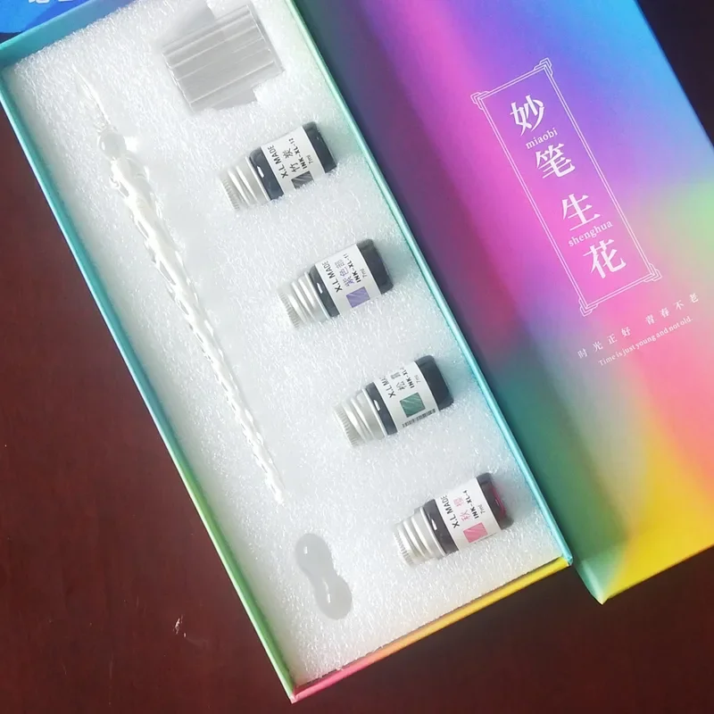 قلم زجاجي على شكل نجمة مغموس في صندوق هدايا قلم حبر مسحوق ذهبي مجموعة حبر ملونة للطلاب، قلم هدية إبداعي باللون الأحمر الصافي من Tiktok #6