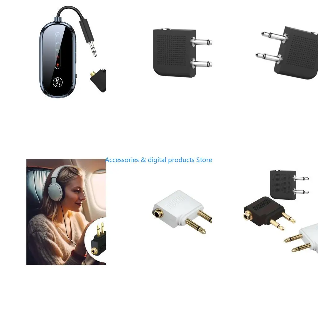 77JD Universal In Flight Headphone Converter Bluetooth-compatible 5.0 Transmitter For Double Headphones Clear Sound