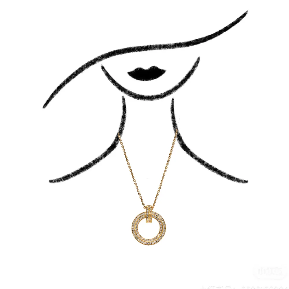 

Classic brand design pure silver s925 T series narrow loop necklace 18K gold inlaid with diamonds, women's gift necklace