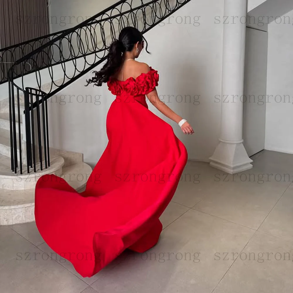 op maat gemaakte boothals zeemeermin avondjurken bloemen uit de schouder zijsplit vloerlengte galajurk lange verjaardagsfeestje jurk