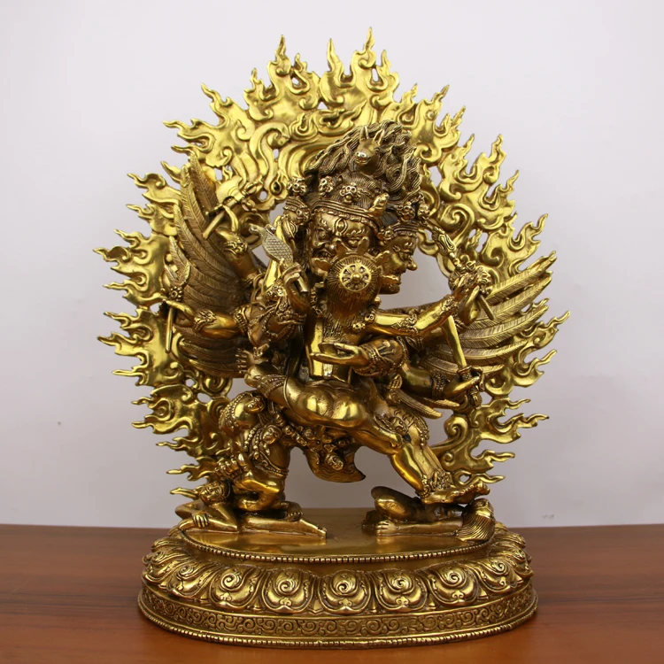 

Tibetan Tantric Buddha statue Nepal pure copper 10 inch horse head Vajra protector statue horse head Ming King Pupa Vajra