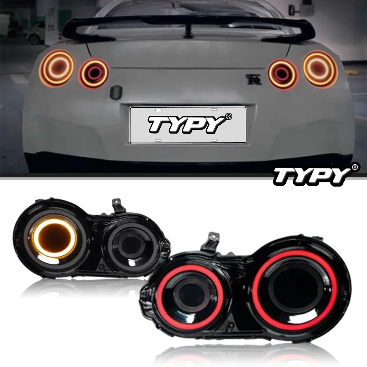 

TYPY автомобильные задние фонари для Nissan GT-R R35 2009-2017 светодиодные автомобильные задние фонари дневные ходовые огни динамические указатели поворота