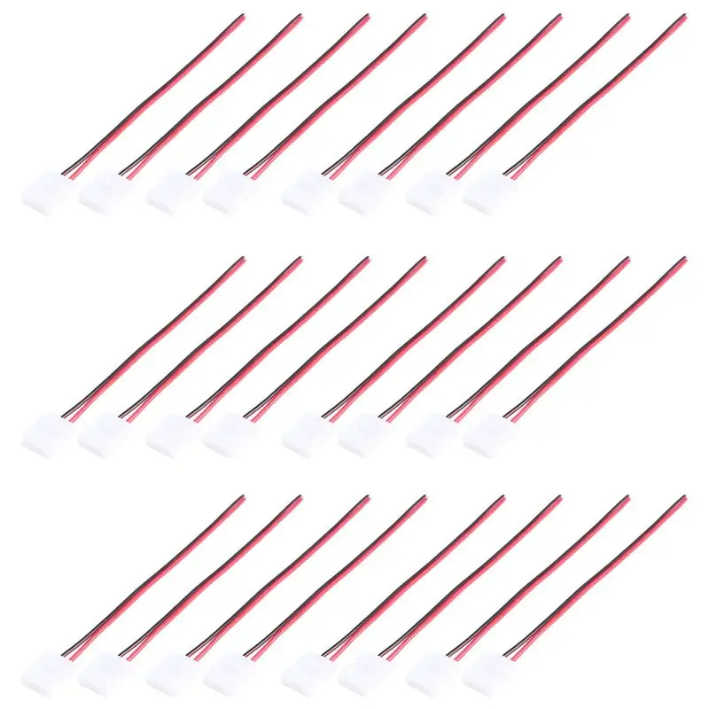 A04G-24Pcs 8Mm 2 Pin LED Strip Light Connector For 8 Mm Wide Flexible SMD 3528 2835 Single Color LED Strip Lights Solderless
