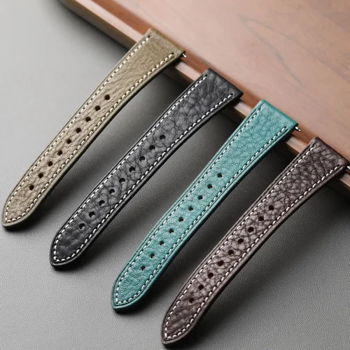 Imagen 2 del producto Correa de cuero MBOX con capa de cabeza hecha a mano, correa de cuero genuino de 18, 19, 20 y 22 mm, suave, azul, negro, verde, marrón, liberación rápida, para hombres