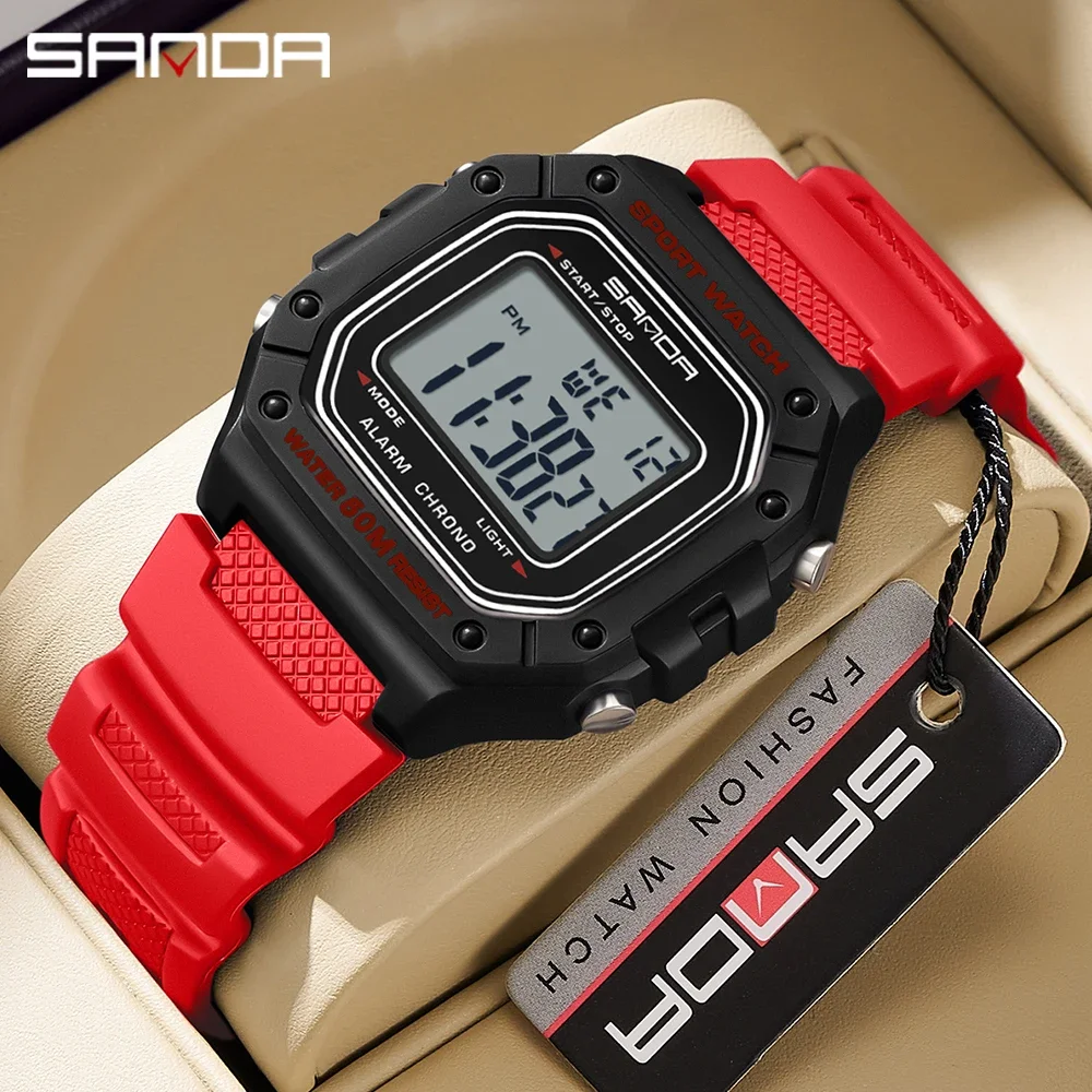 

Sanda New 2156 Electronic Watch Swimming Waterproof Korean Edition Simple Alarm Clock Single Display Small Square Watch