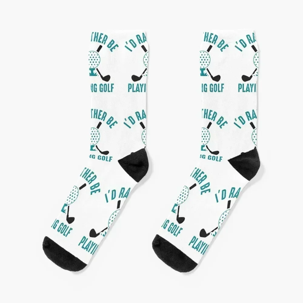 

I'd Rather Be Playing Golf Socks bright garter snow Run luxe Socks Women Men's