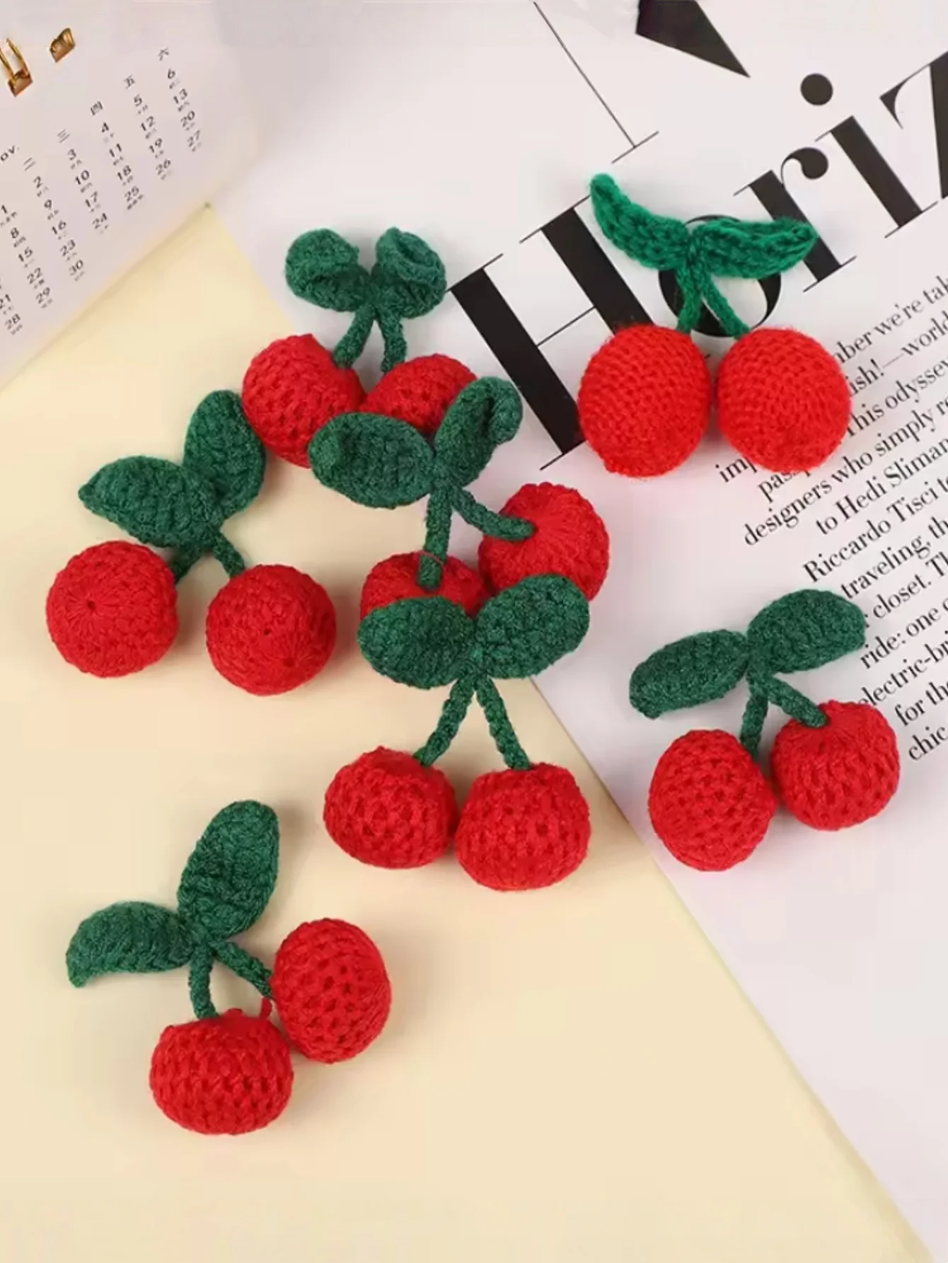 10/20 قطعة محبوك الكرز هوك النسيج DIY الحلي الحرفية لوازم الملابس قبعة الحذاء مفتاح سلسلة القرط ديكور قلادة الديكور