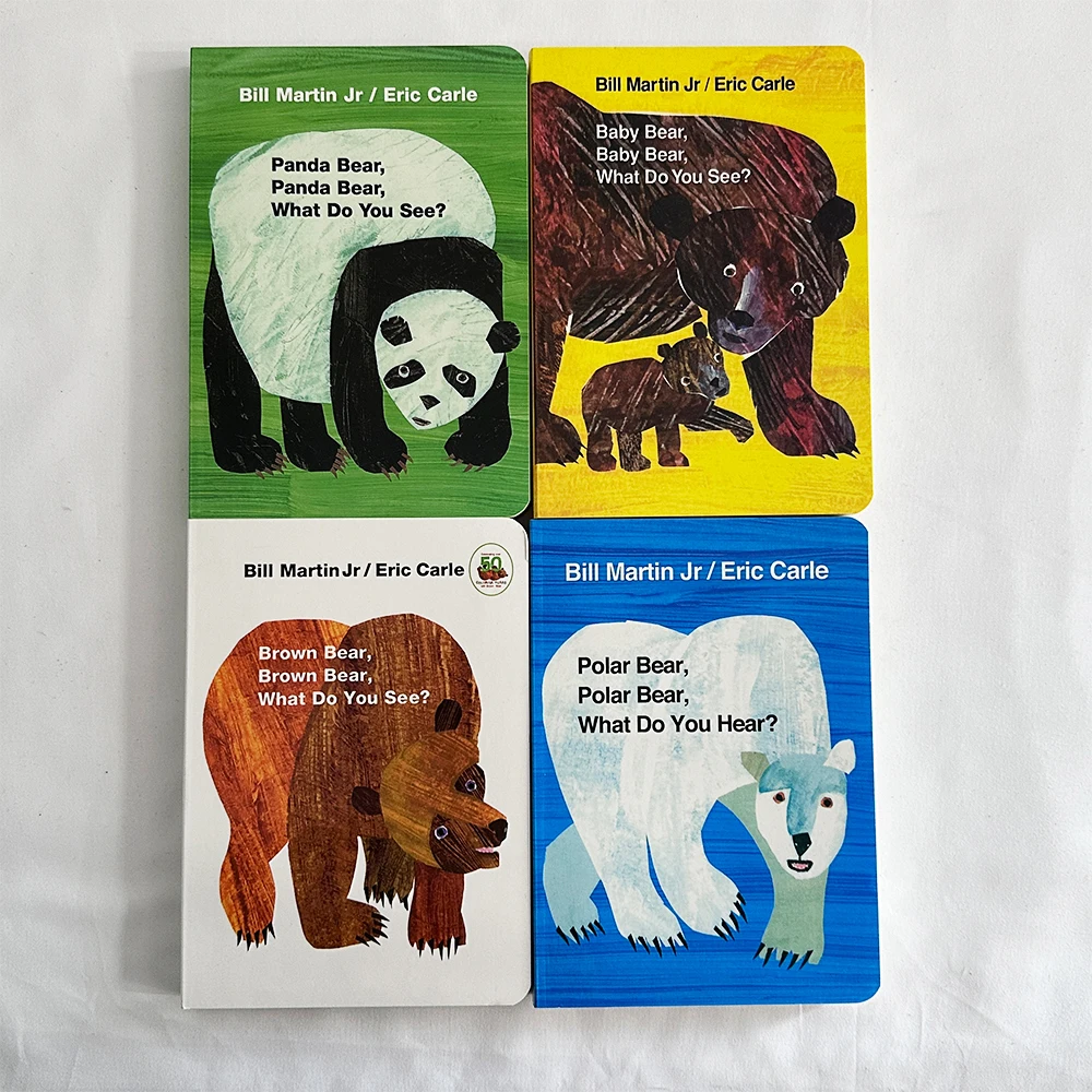 4 Books/set Brown Bear Collection By Eric Carle In English Picture CardBoard Books for Baby Children reading story book