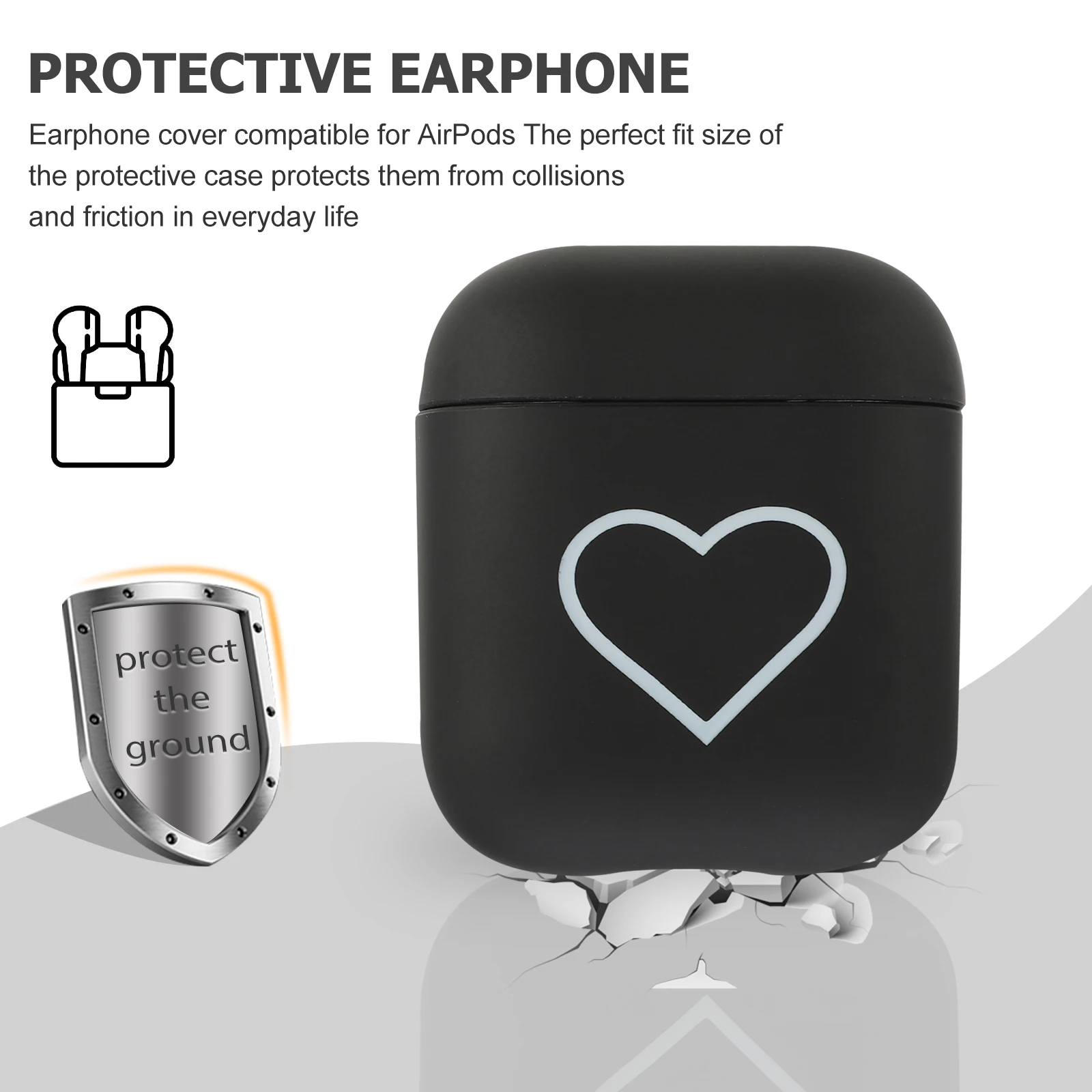 

Heart Pattern Earbuds Protective Case Chic Durable Lightweight Anti-Fall Cover for 2 Portable Earphone Storage Sleeve